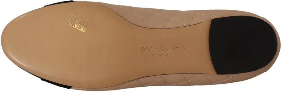 Salvatore Ferragamo Beige en Zwart Nappa Leren Ballet Flats Beige Dames - Foto 5