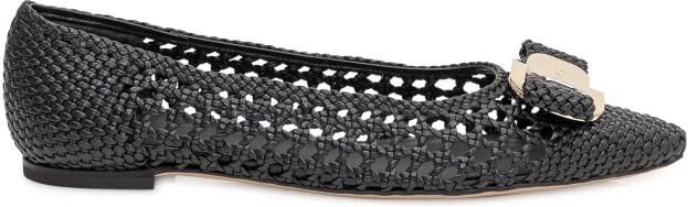 Ferragamo Varina Woven Leather Flat