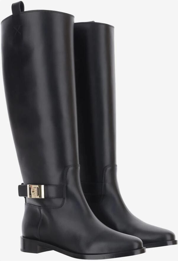 Ferragamo Zakia Leren Hoge Laarzen