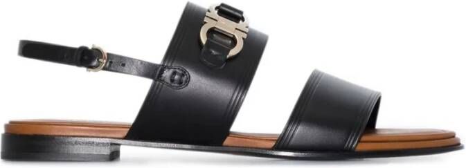 Ferragamo Gancini leren platte sandalen