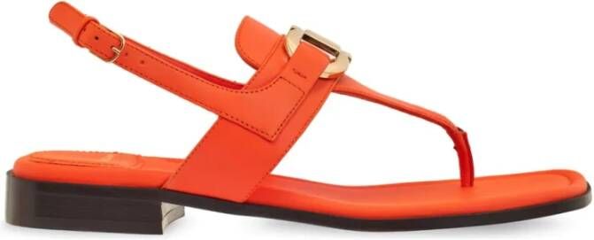 Ferragamo Gancini leren platte sandalen