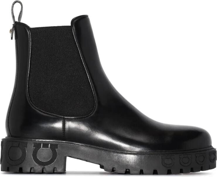 Ferragamo Gancini Logo Detail Chelsea Boots