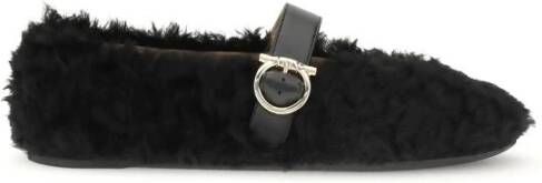 Ferragamo Gancini-verfraaide ballerina's met shearling voering