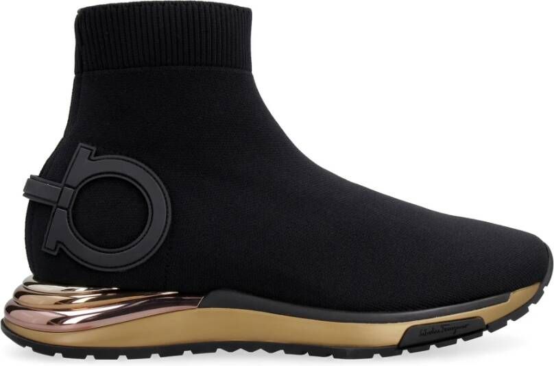 Ferragamo Gebreide Sneakers met Leren Logopatch