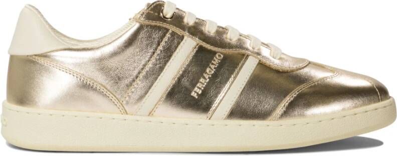 Ferragamo Gouden Sneakers Vintage Stijl Aw24