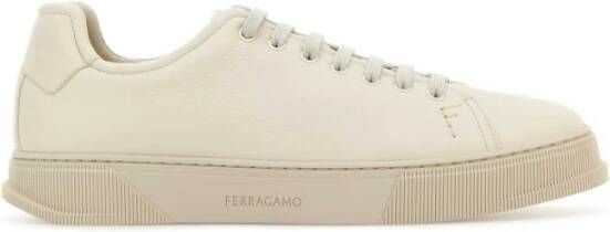 Ferragamo Ivory Leather Sneakers