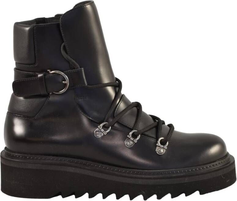 Ferragamo Leren Enkellaarsjes met Ritssluiting