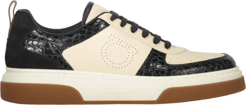 Ferragamo Leren sneakers met contrastdetails