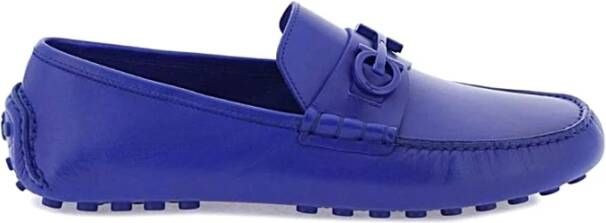 Salvatore Ferragamo Blauwe Logo Loafers Leren Schoenen Blue Heren
