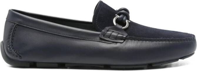 Ferragamo Navy Blauwe Leren Sneakers