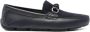 Ferragamo Navy Blauwe Leren Sneakers - Thumbnail 1