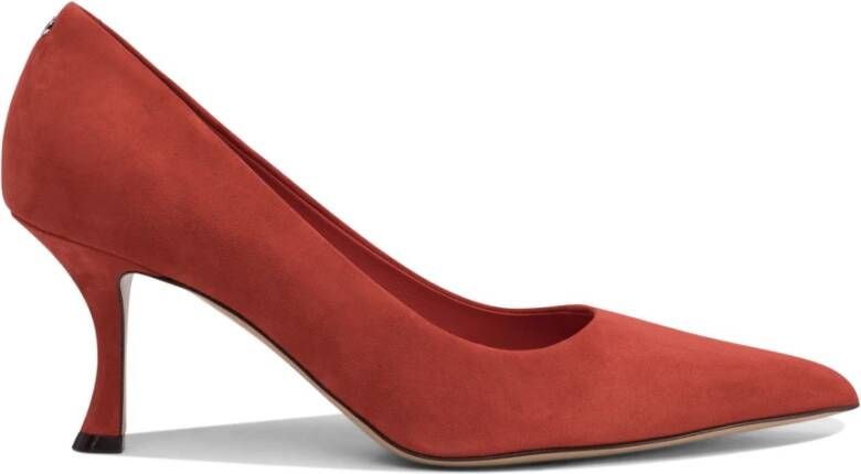 Ferragamo Rode Suède Hakken Pumps Elegante Stijl