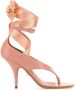 Ferragamo Roze Leren Leliu 95 Thong Sandalen - Thumbnail 1