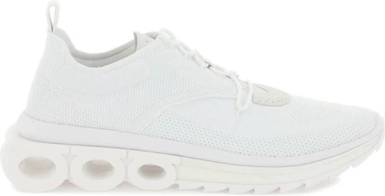 Salvatore Ferragamo Hardloopschoenen met mesh en leren inzetstukken White Heren