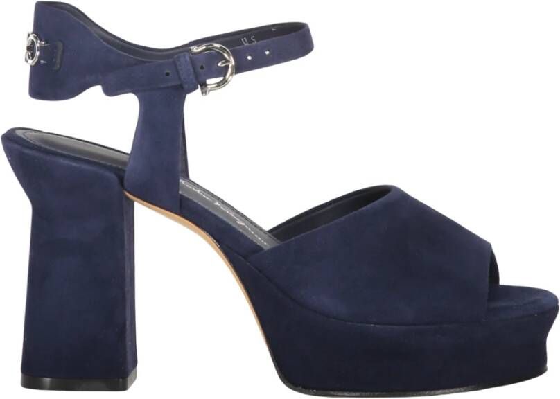 Ferragamo Sandaaltjes van suède met blokhak en enkelband