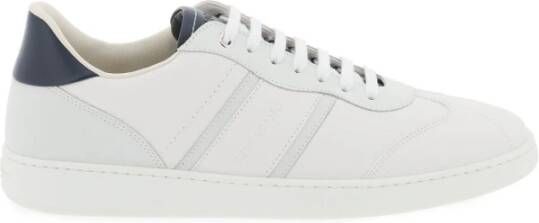 Salvatore Ferragamo Gehamerde leren sneakers met nubuck inzetstukken White Heren