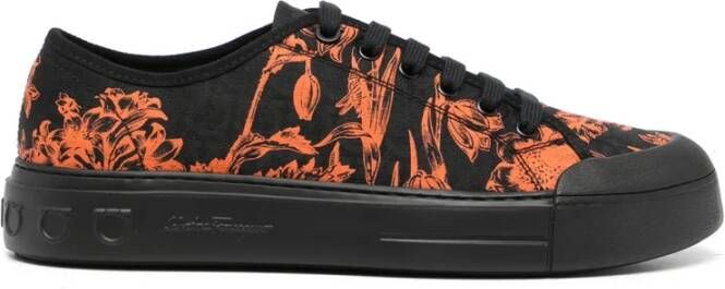 Ferragamo Sneakers met lage schacht en patroonprint met veters