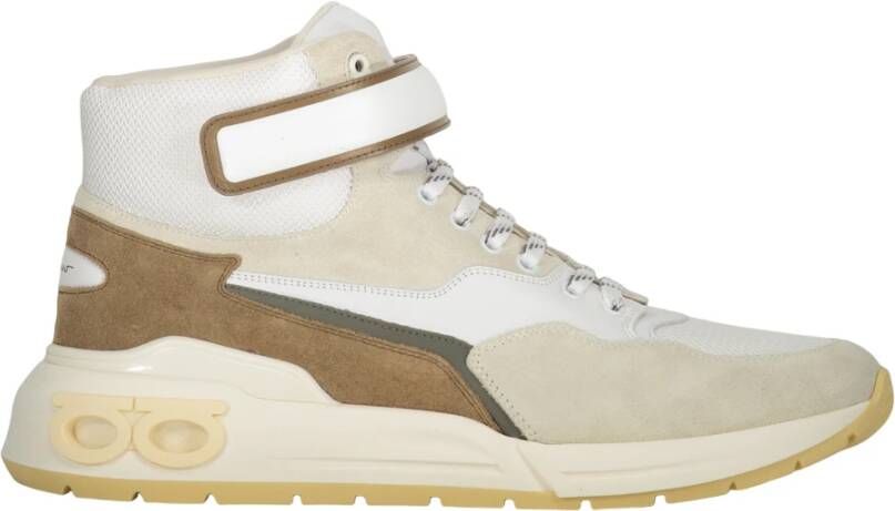 Ferragamo Stijlvolle High-top Sneakers met Stoffen Inzetstukken