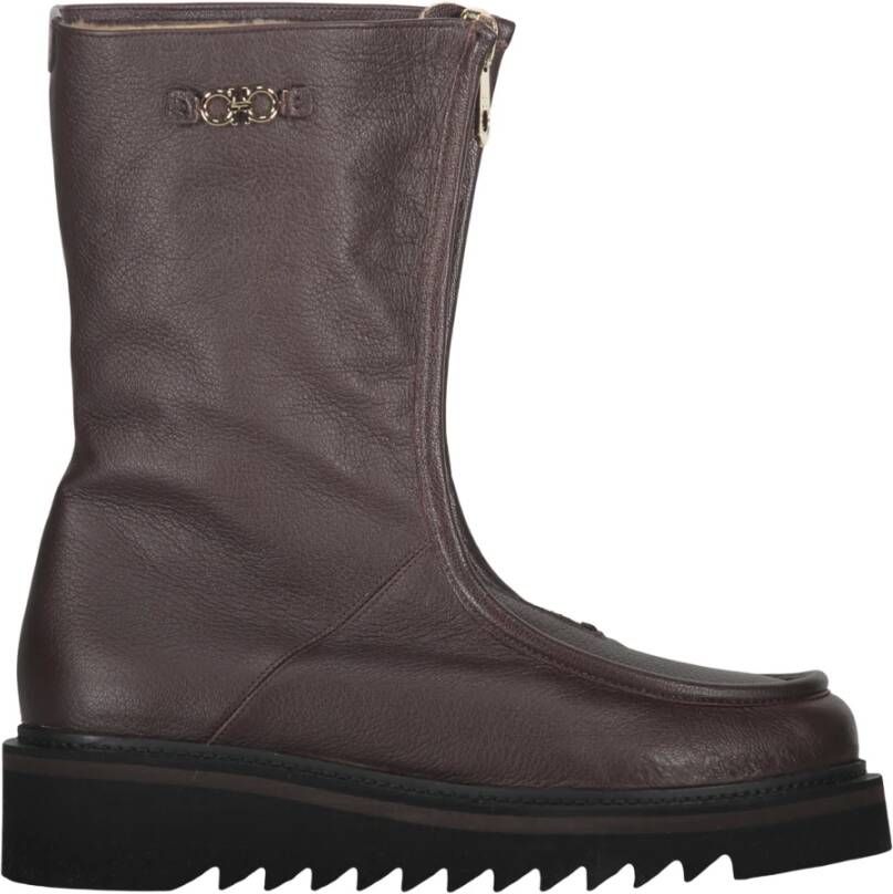 Ferragamo Stijlvolle leren enkellaarzen met ritsen