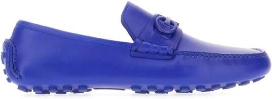 Salvatore Ferragamo Blauwe Logo Loafers Leren Schoenen Blue Heren