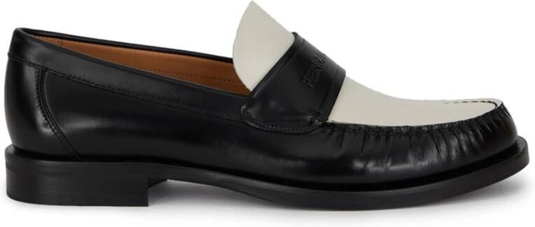 Salvatore Ferragamo Twee-Tone Logo-Debossed Loafers Black Dames