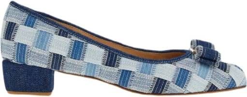 Ferragamo Varina Pumps met Ruitjes en Blokhak