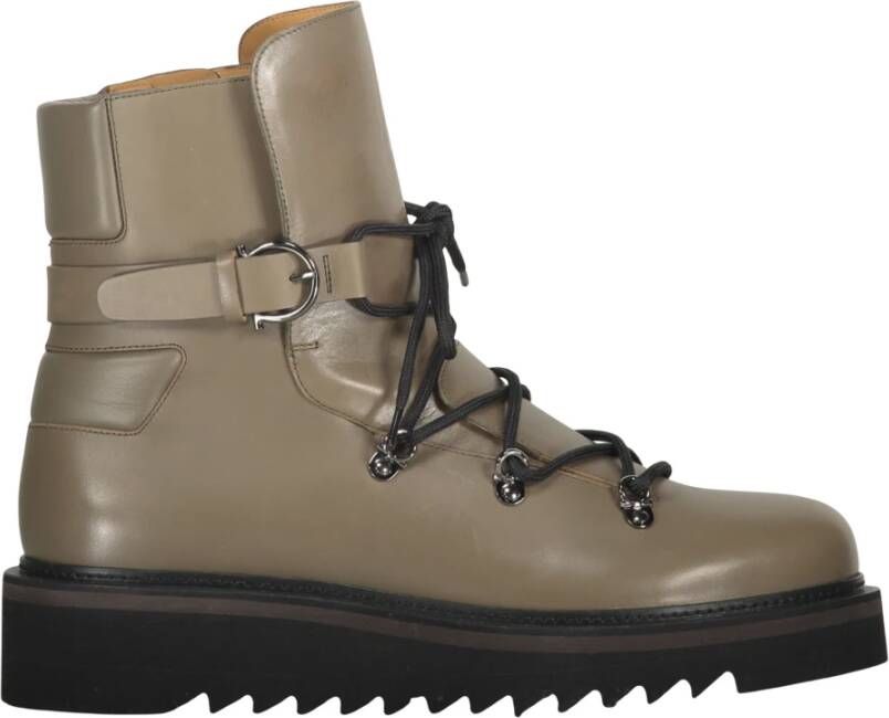 Ferragamo Vetersluiting Leren Laarzen