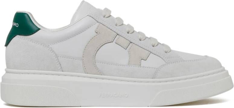 Ferragamo White Green Cassina Leren Sneakers