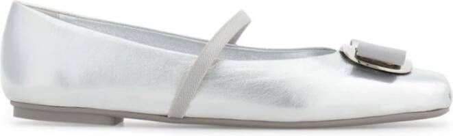Ferragamo Zilveren leren veterschoenen