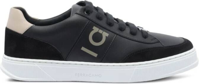 Ferragamo Zwarte Beige Suède Sneaker