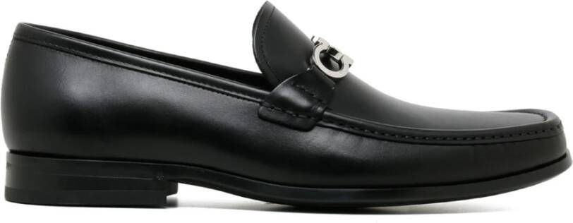 Salvatore Ferragamo Gancini Leren Loafers Zwart Black