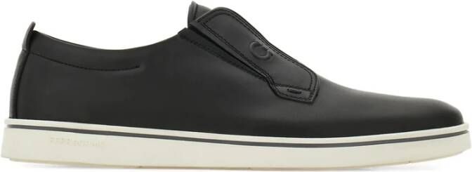 Ferragamo Zwarte Elastische Zijpanelen Sneakers