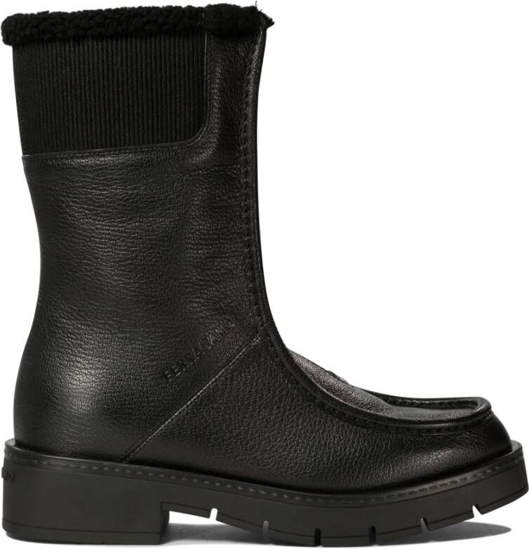 Ferragamo Zwarte Enkellaarzen met Shearling Voering