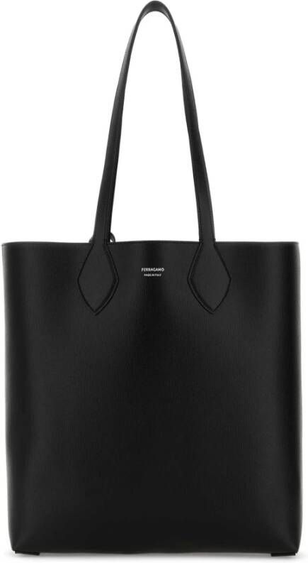 Ferragamo Zwarte leren Allover boodschappentas