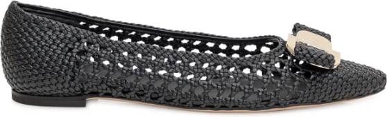 Ferragamo Zwarte leren ballerina sandalen