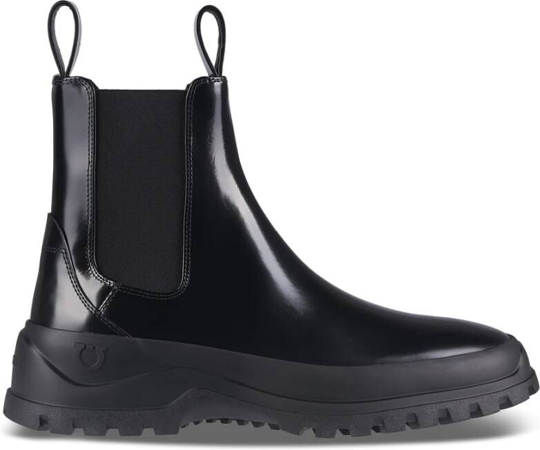 Ferragamo Zwarte Leren Enkellaarzen