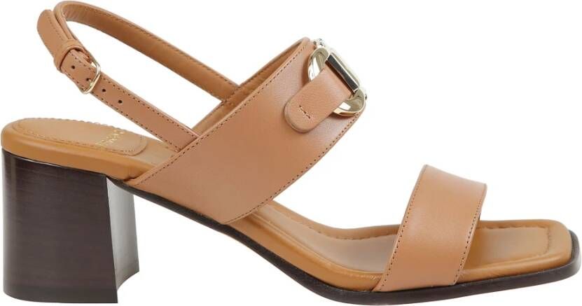 Ferragamo Zwarte leren sandalen met Gancini-accent