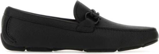 Ferragamo Zwarte leren veterschoenen van