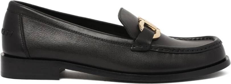 Salvatore Ferragamo Zwarte Mocassin met Gouden Ornament Black Dames