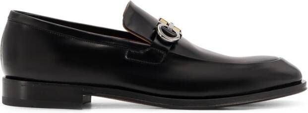 Salvatore Ferragamo Mocassins van geborsteld leer met Gancini detail Black Heren