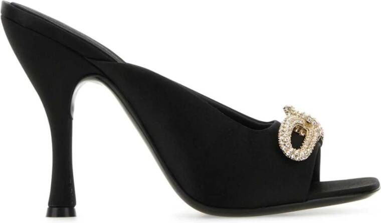 Ferragamo Zwarte Satijnen Muiltjes met 10 5 cm Hak