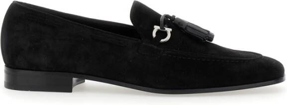 Ferragamo Zwarte suède loafers met Gancini-detail