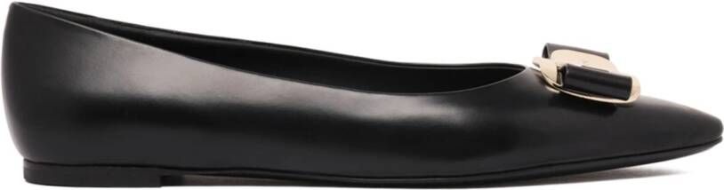 Salvatore Ferragamo Elegante Monogram Strik Ballerina Flats Black Dames