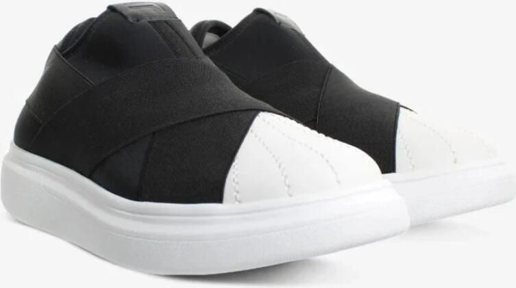 Fessura Zwarte Stoffen Sneakers Elastische Banden Suède Details - Foto 2