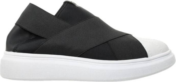 Fessura Zwarte Stoffen Sneakers Elastische Banden Suède Details