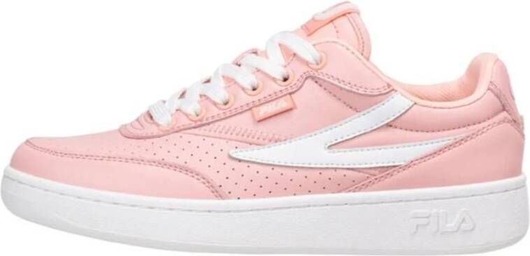 Fila Dames Leren Ronde Neus Sneakers Pink Dames