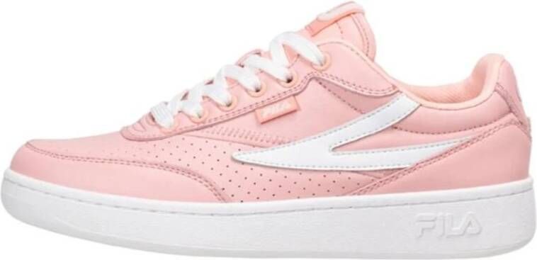 Fila Leren Sneakers Ronde Neus Rubberen Zool Pink Dames