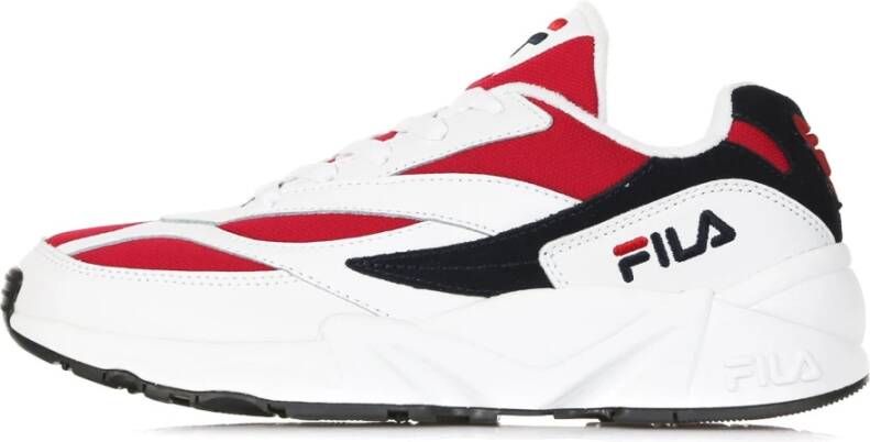 Fila Lage Herenschoen in Wit Marine Rood