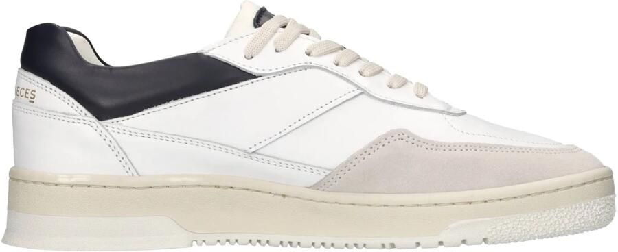Filling Pieces Witte leren sneakers Ronde neus Marine accenten White Heren - Foto 4