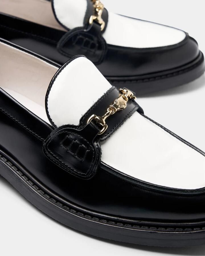 Filling Pieces Zwart-witte loafers met metalen details - Foto 3